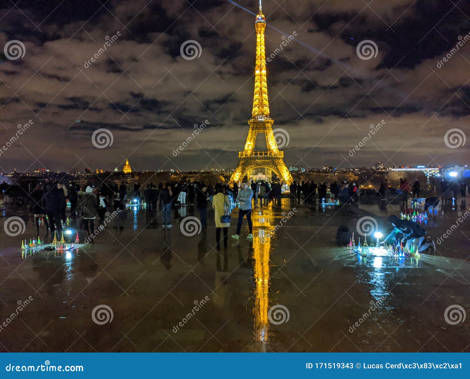 Eiffel Tower At Night In Paris France Editorial Stock