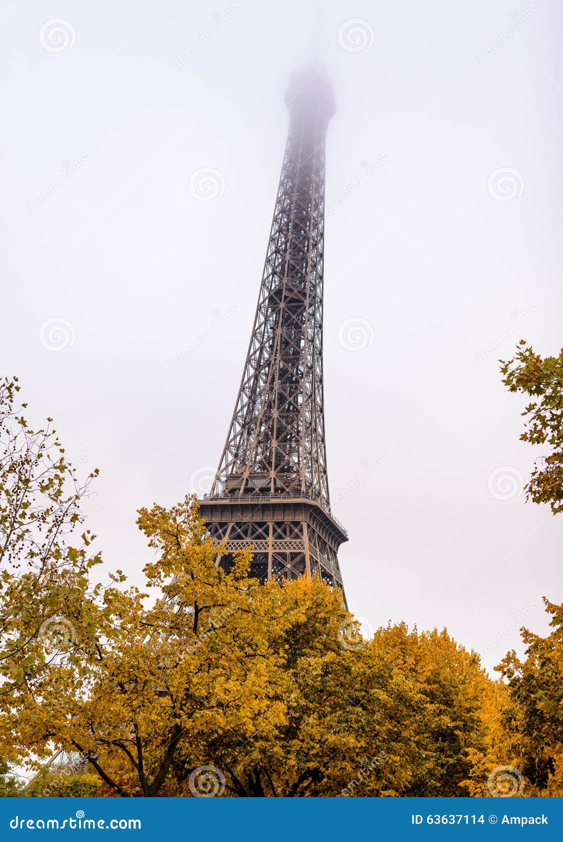 Eiffel Tower, Paris on a Misty Autumn Day Stock Photo - Image of ...