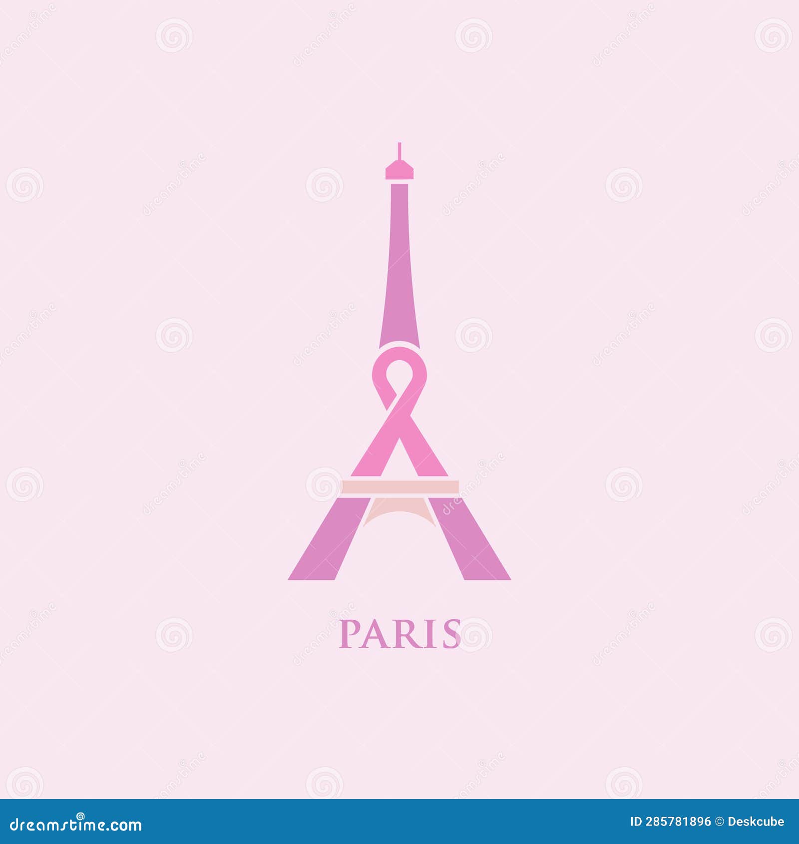 Eiffel Tower with Pink Ribbon Logo, Promoting Hope Stock Illustration ...