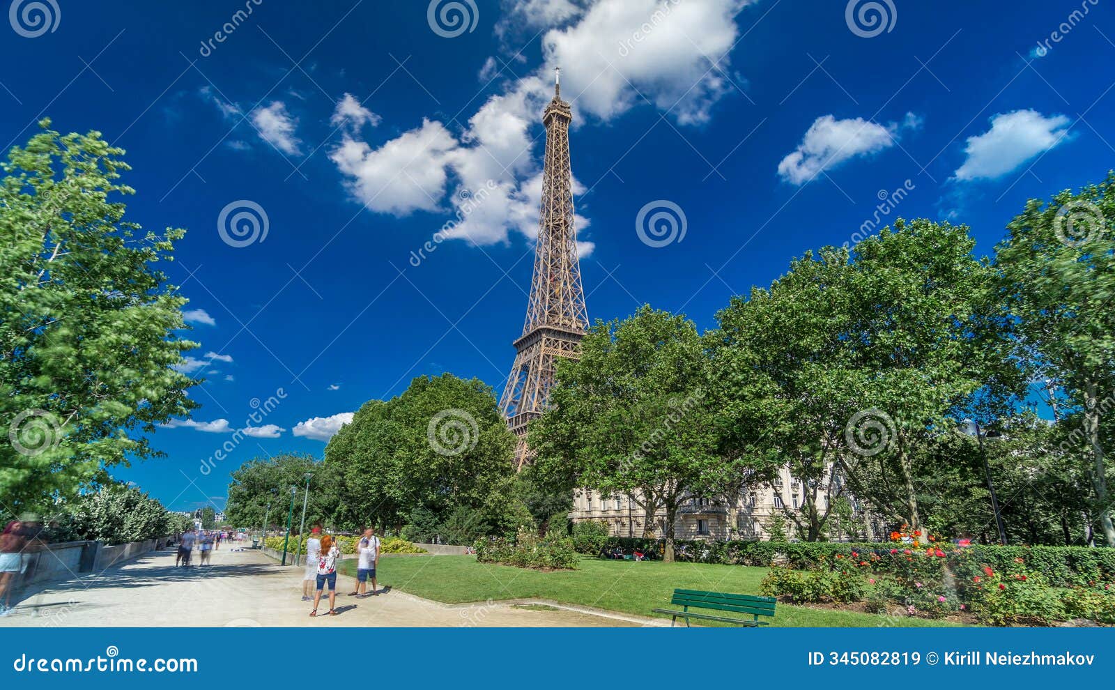 eiffel tower from siene river waterfront in paris timelapse hyperlapse, france