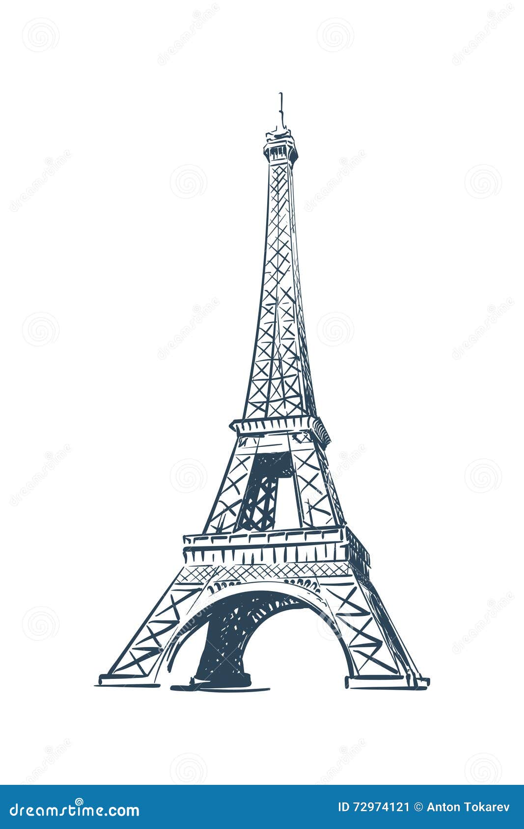 Premium Vector | Eiffel tower on black and white sketch style