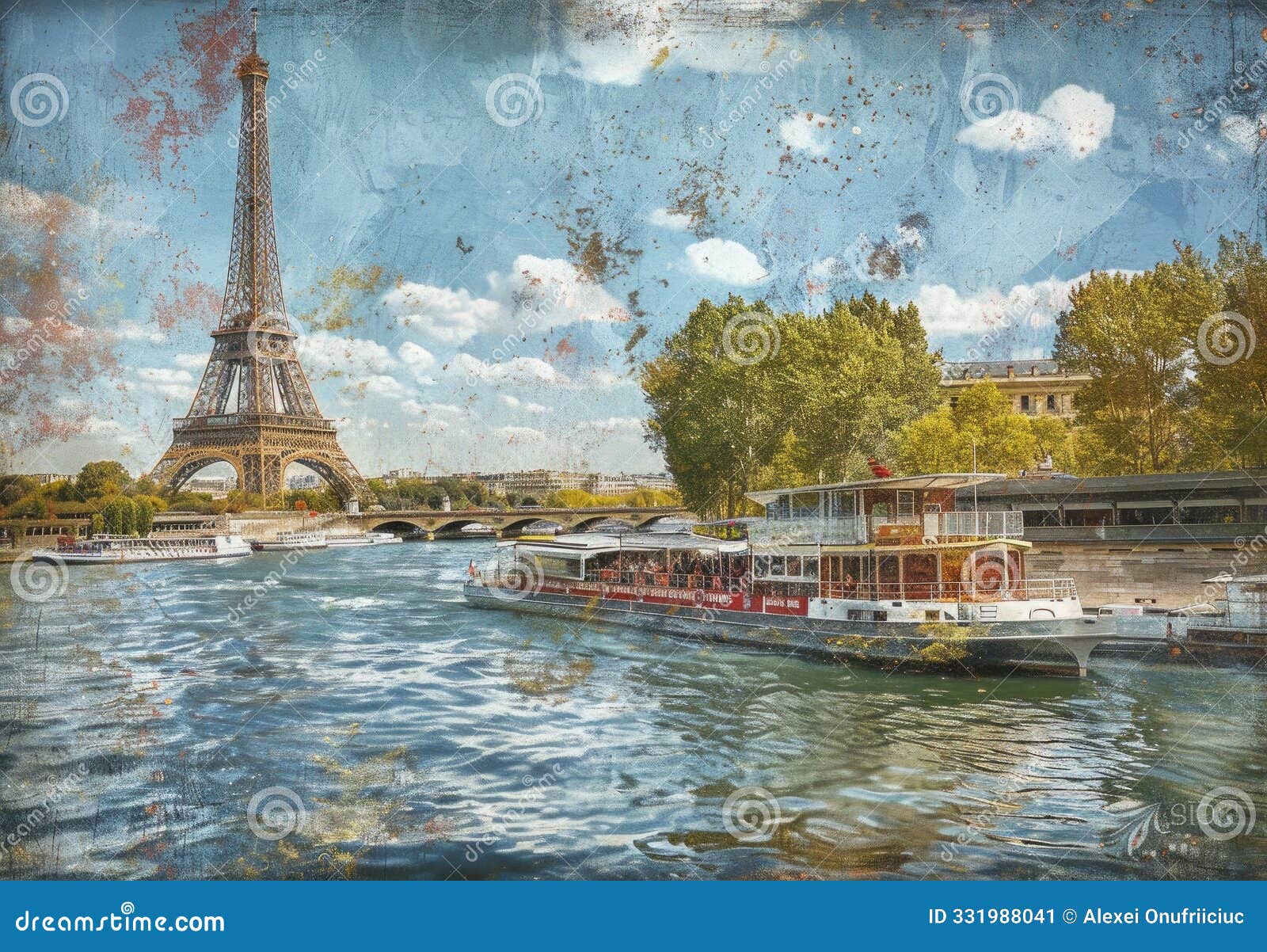 the eiffel tower stands beautiful amidst trees and a river in paris