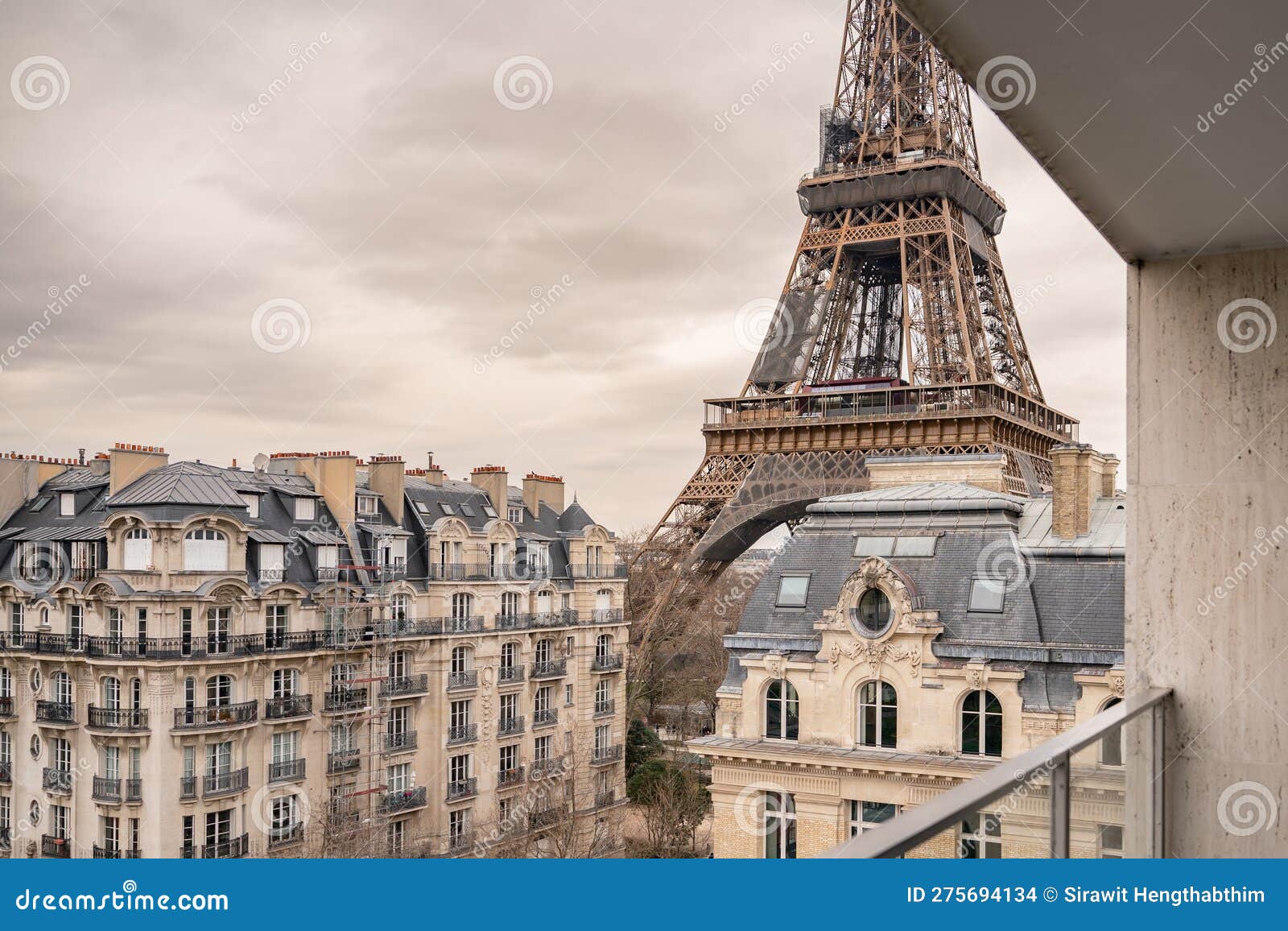 Eiffel Tower View from Hotel Room, Paris Stock Photo Image of