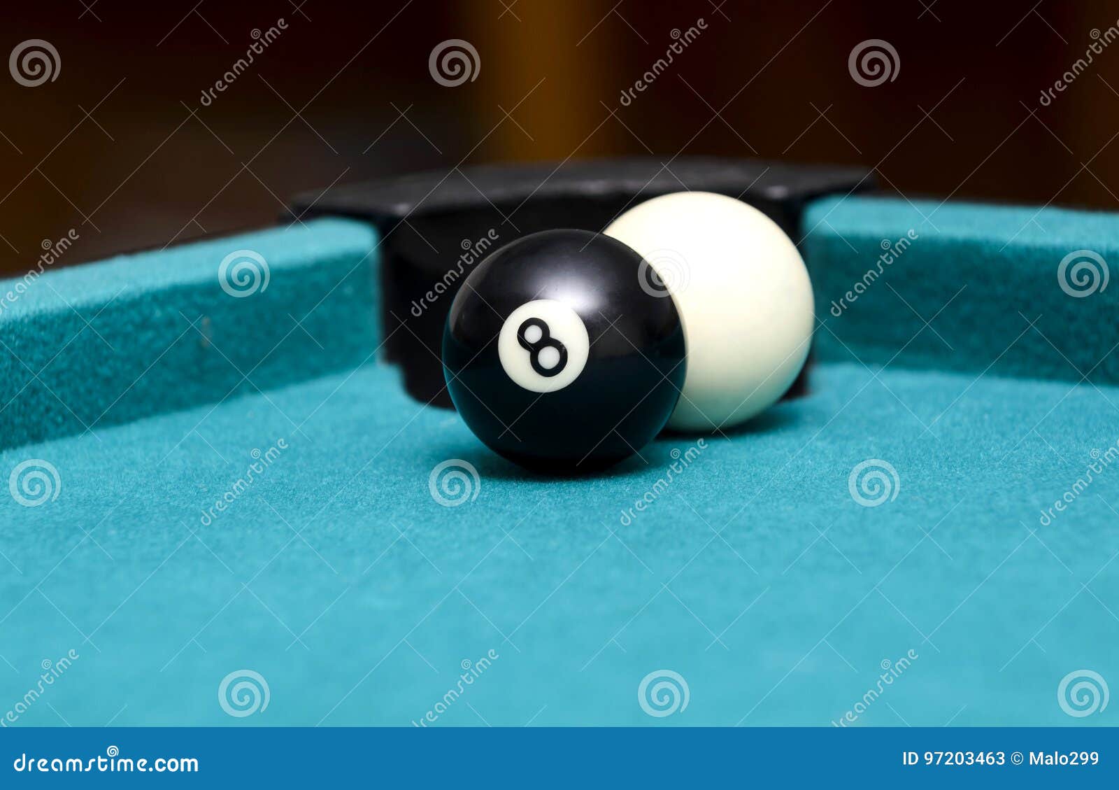 Eight Ball in Front of Cue Ball Stock Image Image of black, table