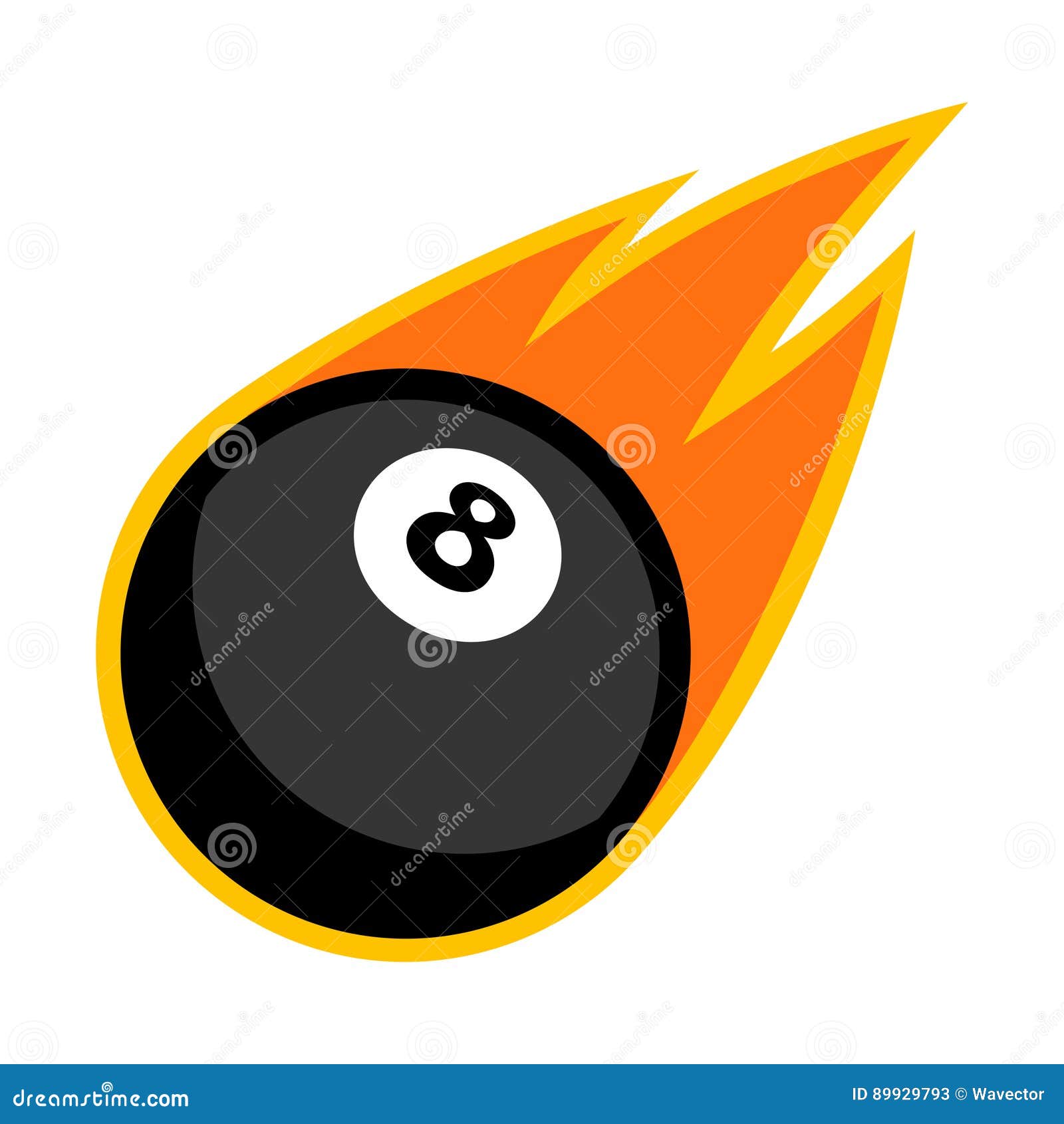 Eight Ball Snooker Billiard Pool Cue Sport Comet Fire Tail Flying Logo Stock Vector