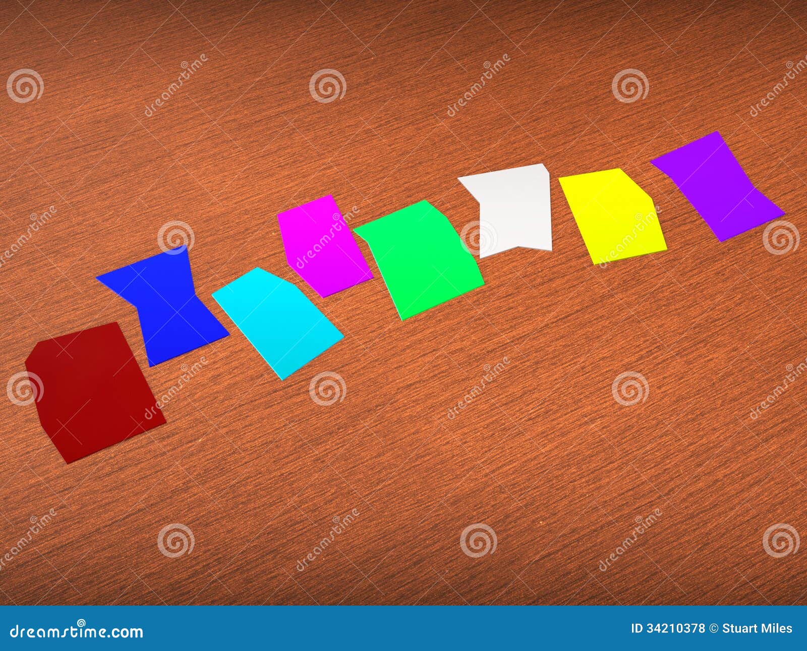 Eight Blank Paper Slips Show Copyspace for 8 Stock Illustration