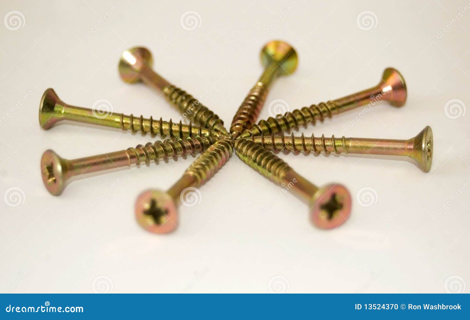 Eight cadmium screws stock photo. Image of fixings, single 13524370