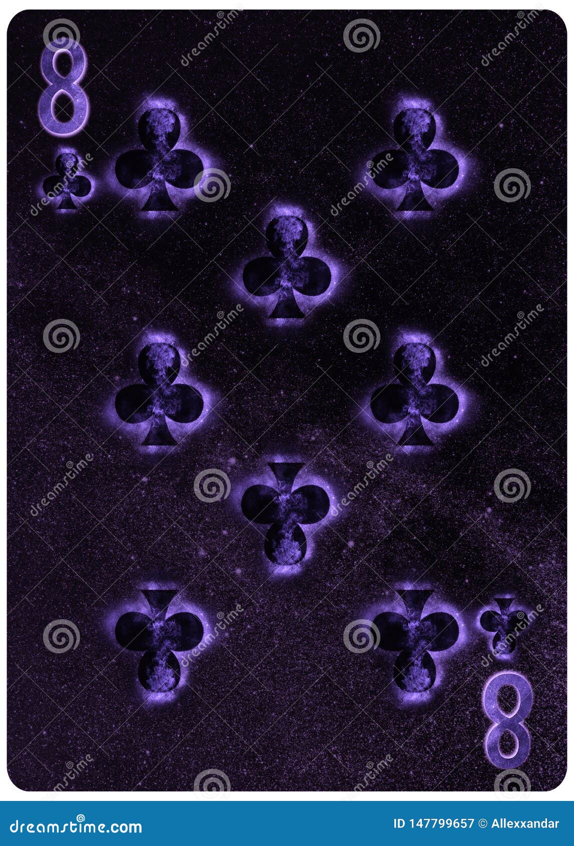 Eight of Clubs Playing Card Abstract Background Stock Illustration