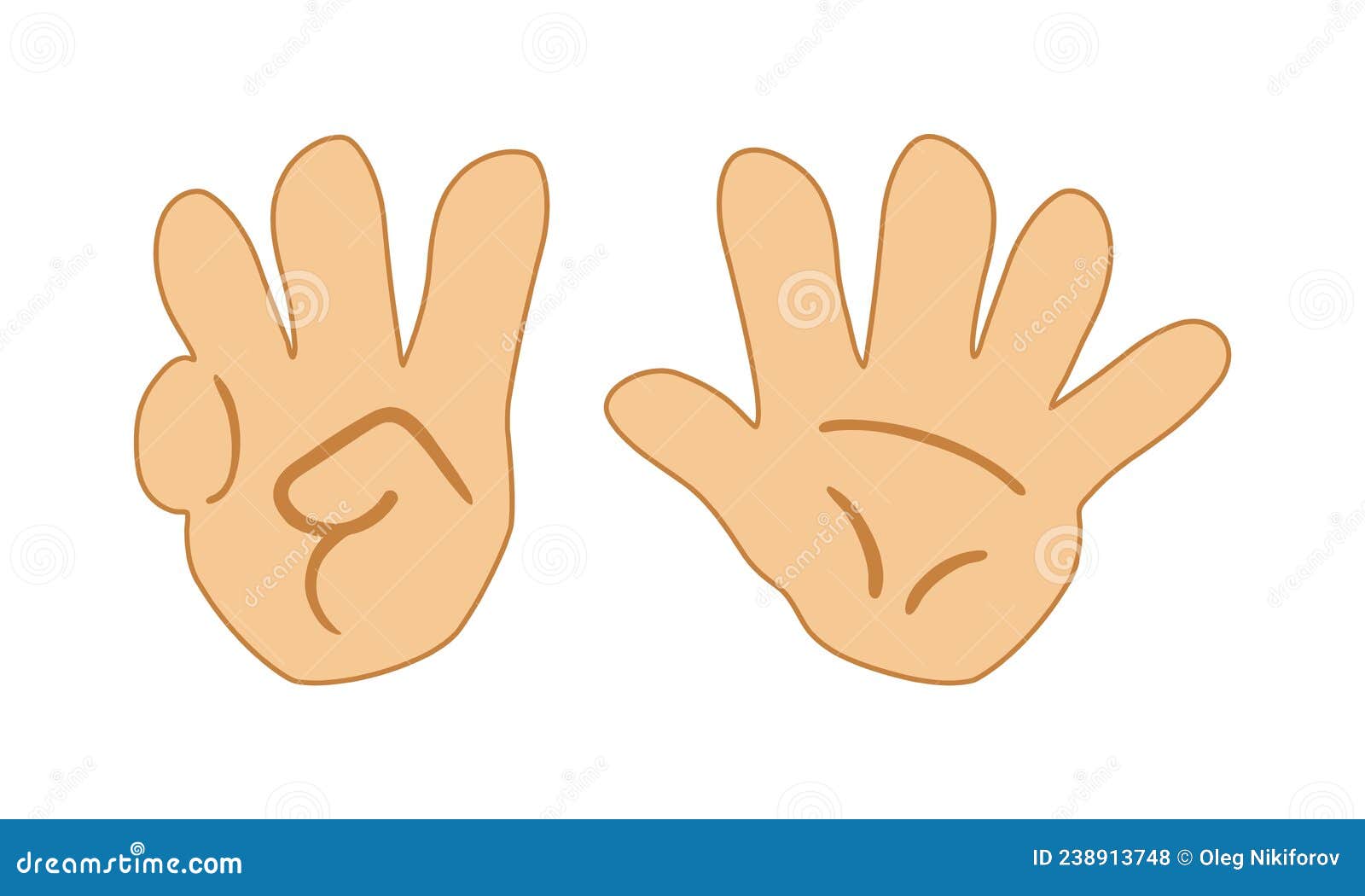 Eight Fingers Counting Icon for Education. Hands with Fingers Stock
