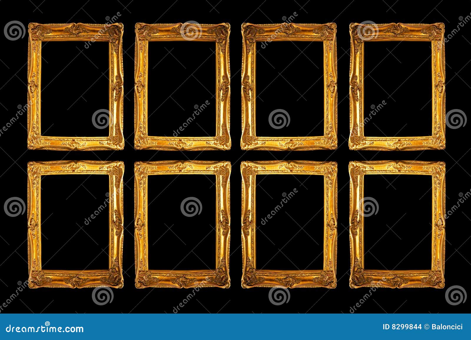 Eight frames stock photo. Image of gold, frame, frames 8299844