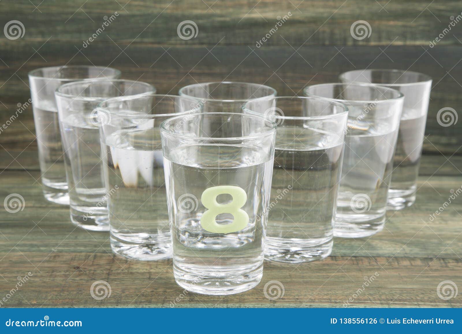 Eight Glasses Of Water A Day Ocho Vasos De Agua Stock Photo Image eight-glasses-of-water-a-day-ocho-vasos-de-agua-stock-photo-image