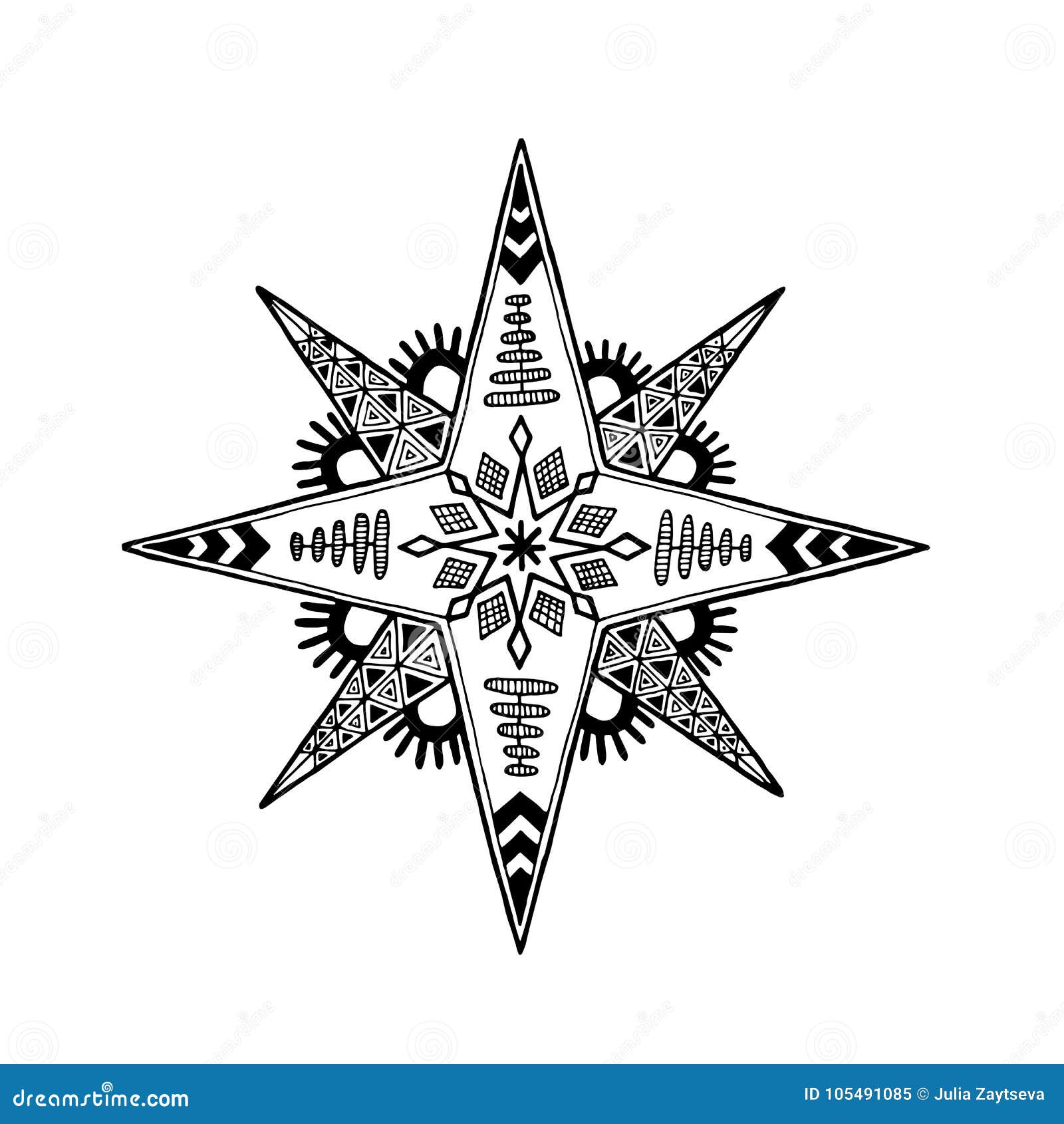 eight-pointed christmas star hand drawn