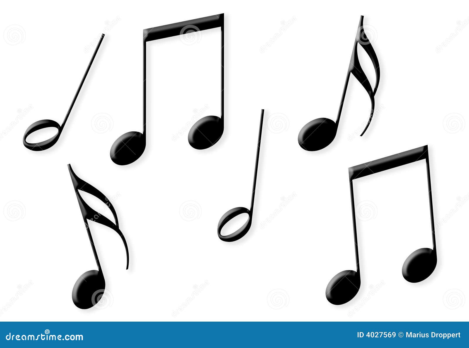Eight Random Shiny Black Music Notes Stock Illustration Illustration