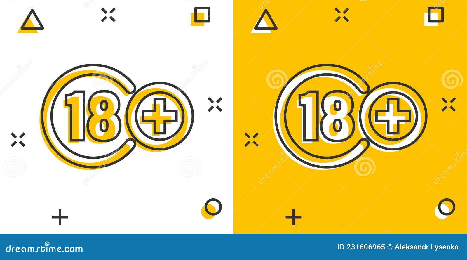 Eighteen Plus Icon in Comic Style. 18+ Cartoon Vector Illustration on White  Isolated Background Stock Vector - Illustration of rating, prohibition:  231606965