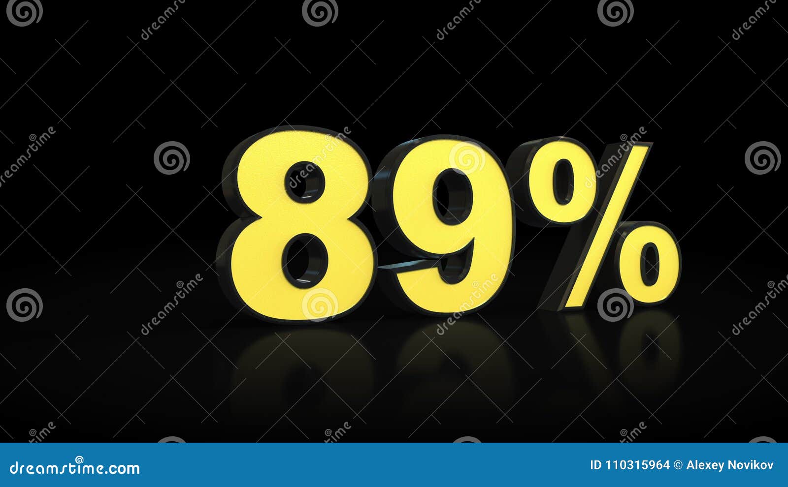 eighty-nine 89 % percent 3d rendering