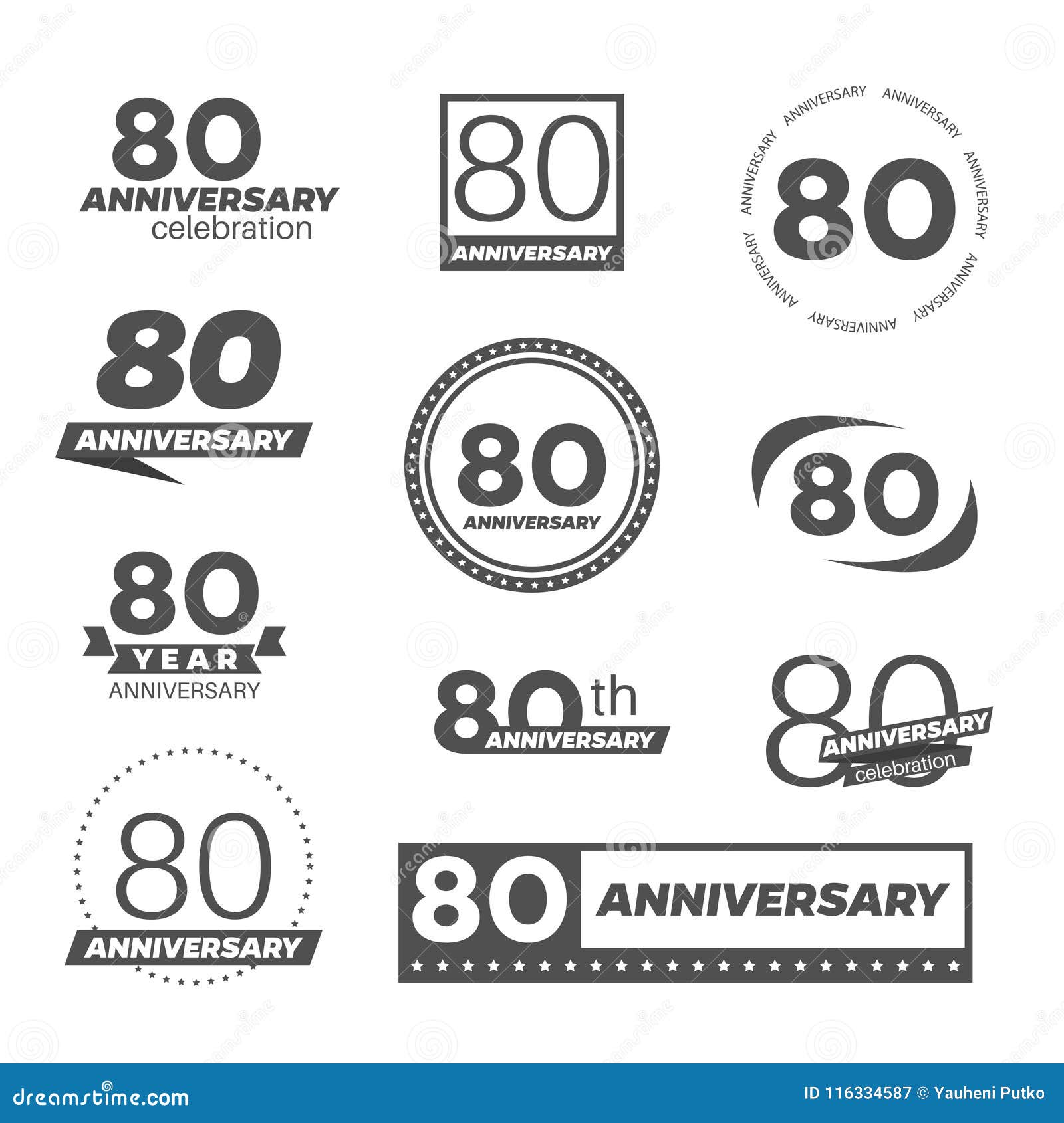 eighty years anniversary celebration logotype. 80th anniversary logo collection.