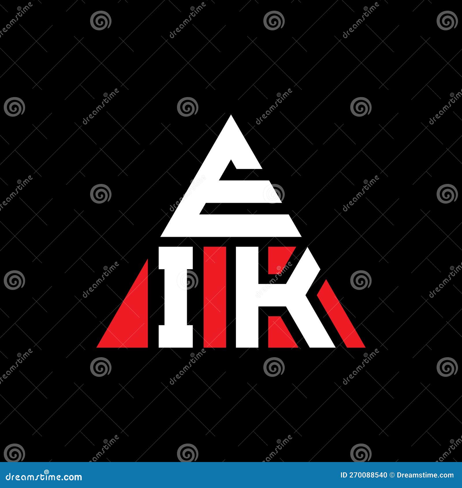 eik triangle letter logo  with triangle . eik triangle logo  monogram. eik triangle  logo template with red