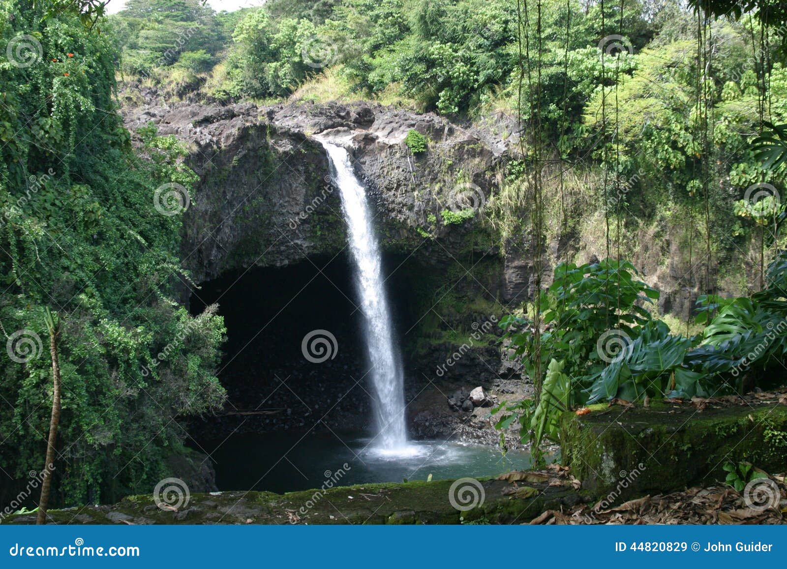 Eilandwatervallen. De regenwoudwaterval, eilandregens leidt tot mooie boswatervallen