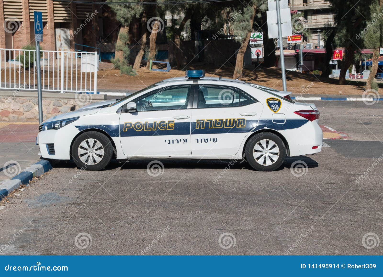 Eilat, Israel - February 9, 2019: Israeli police car