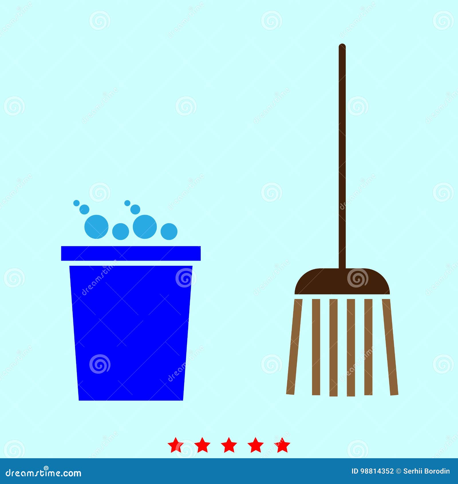 Eimer Und Besen Stock Illustrationen, Vektors, &amp; Klipart