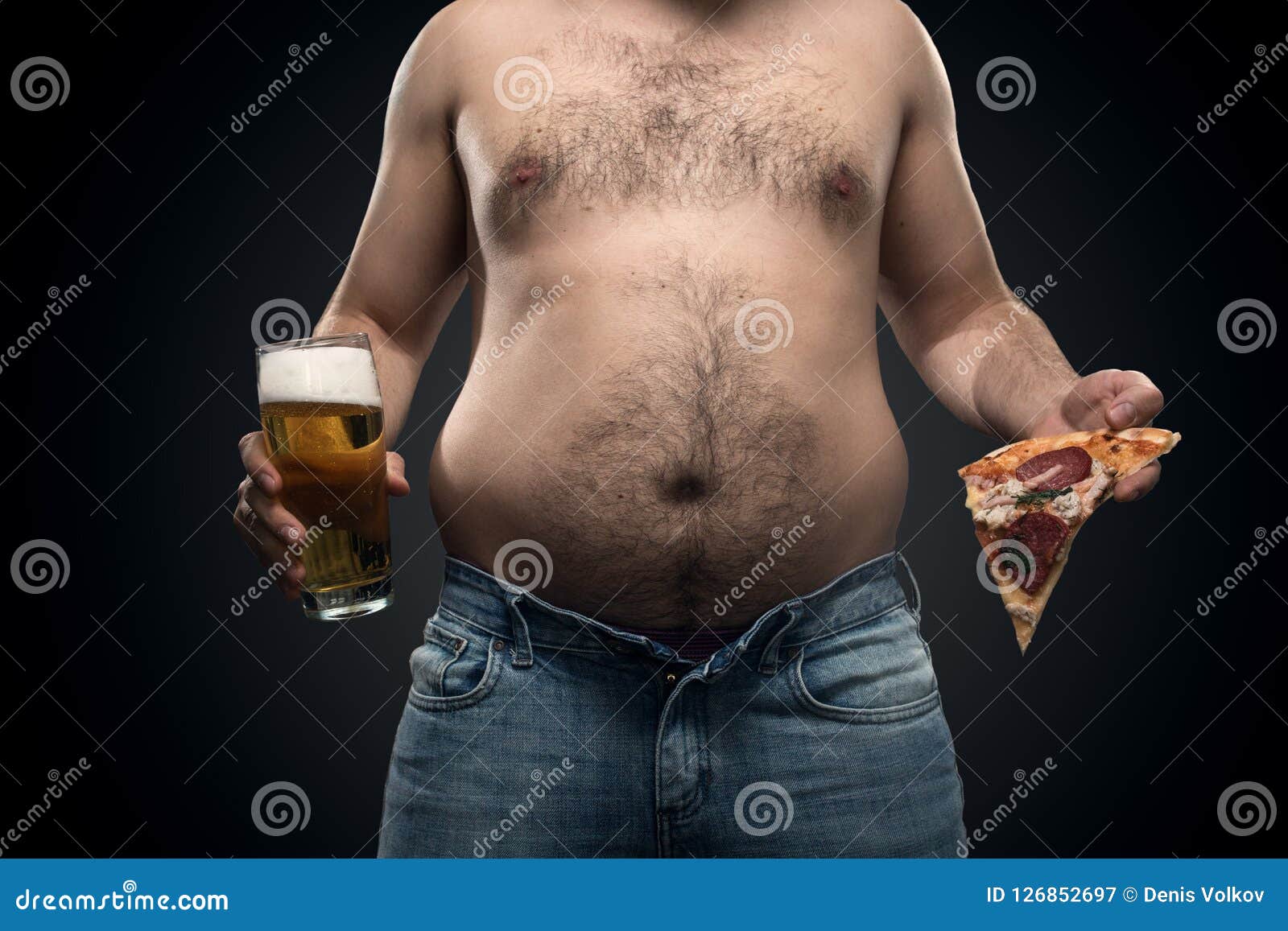 Ein Dicker Mann In Den Jeans Stockbild Bild Von Leute Lebensstil 126852697