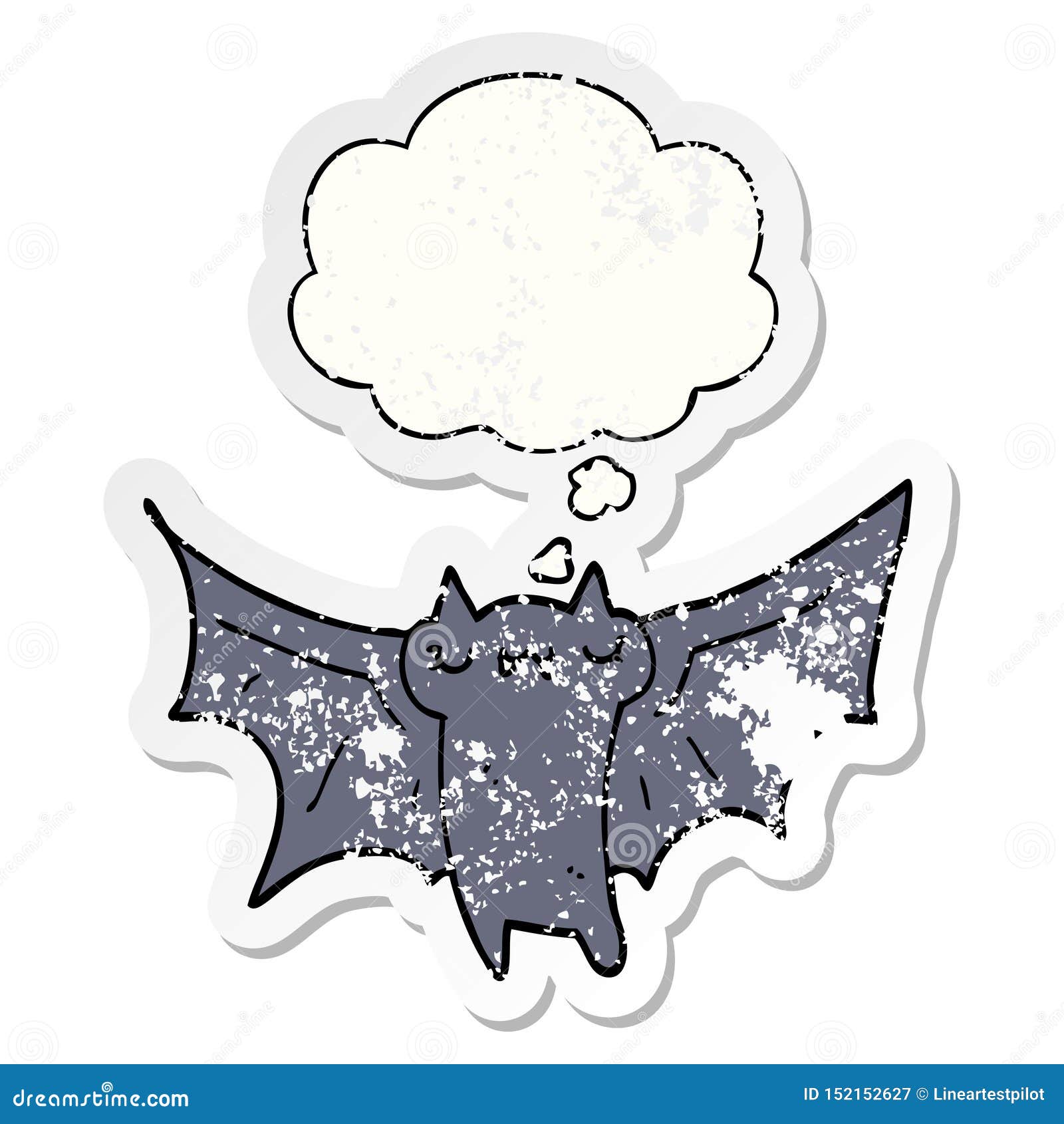 Ein Kreativer Susser Cartoon Halloween Fledermaus Und Denkblase Als Bedruckter Abgenutzter Aufkleber Vektor Abbildung Illustration Von Schild Aufkleber