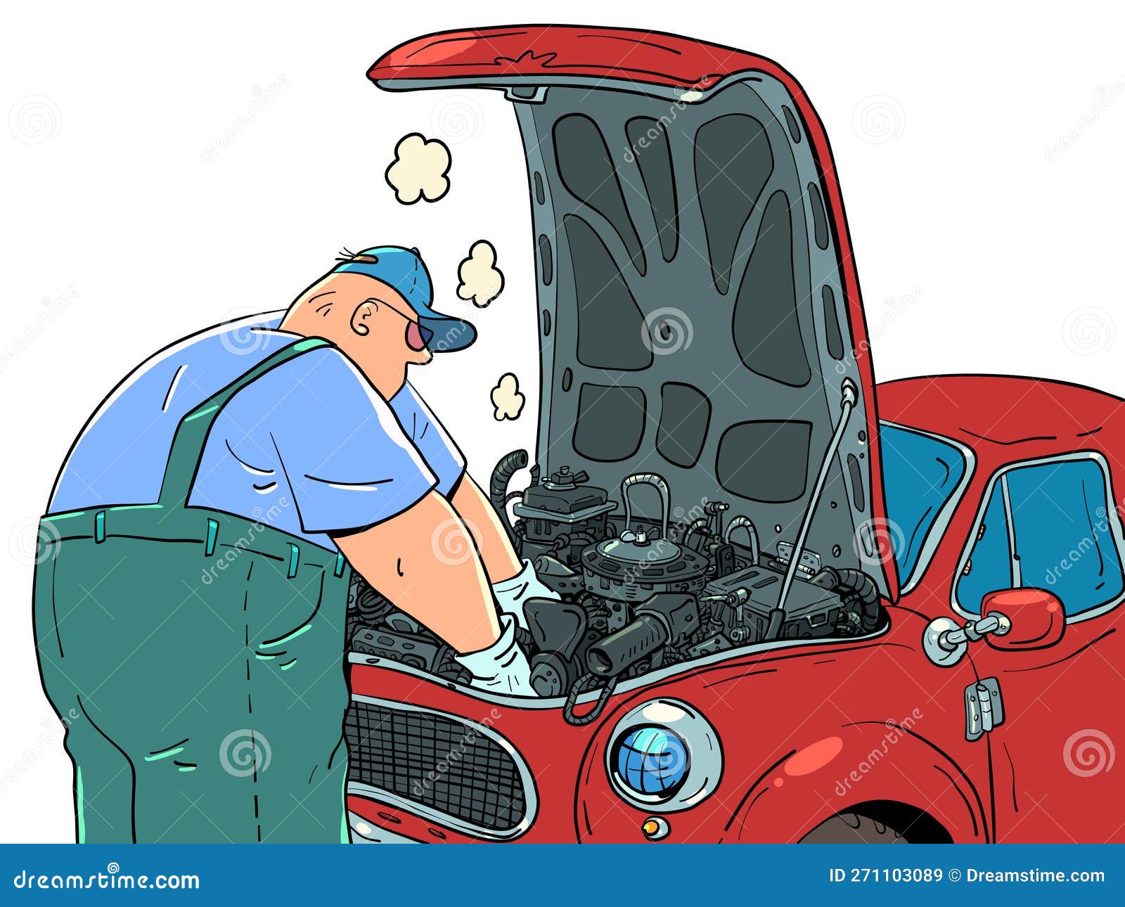 Ein Mann, Der Ein Auto in Gleichmäßiger Reparatur Repariert. Werkstatt Für  Die Automobilreparatur - Eine Professionelle Werkstatt Vektor Abbildung -  Illustration von reparatur, industrie: 271103089