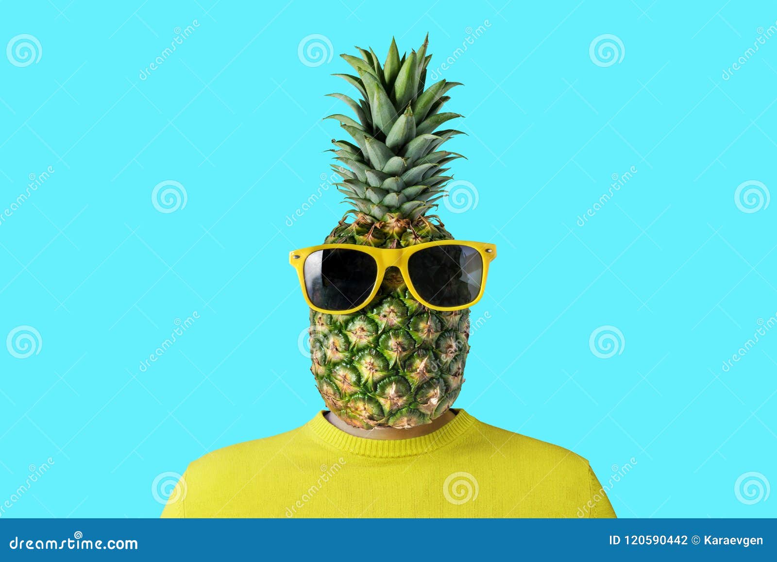 Ein Mann Mit Einer Ananas Anstelle Des Kopfes Minimales Sommerkonzept ...