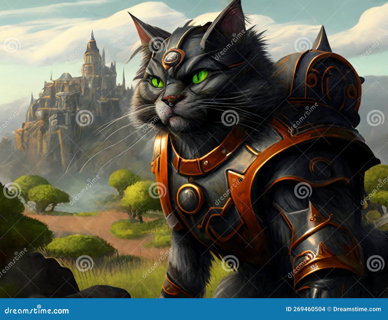 Eine Fantastische Welt Für Katzenkämpfer Stock Abbildung - Illustration von  krieger, rüstung: 269460504