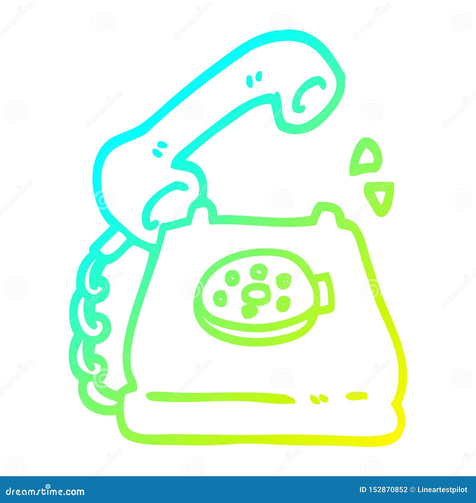 Eine Kreative Kalte Gradientenlinie Zeichnen Cartoon Telefon Klingeln Vektor Abbildung Illustration Von Hand Traditionell