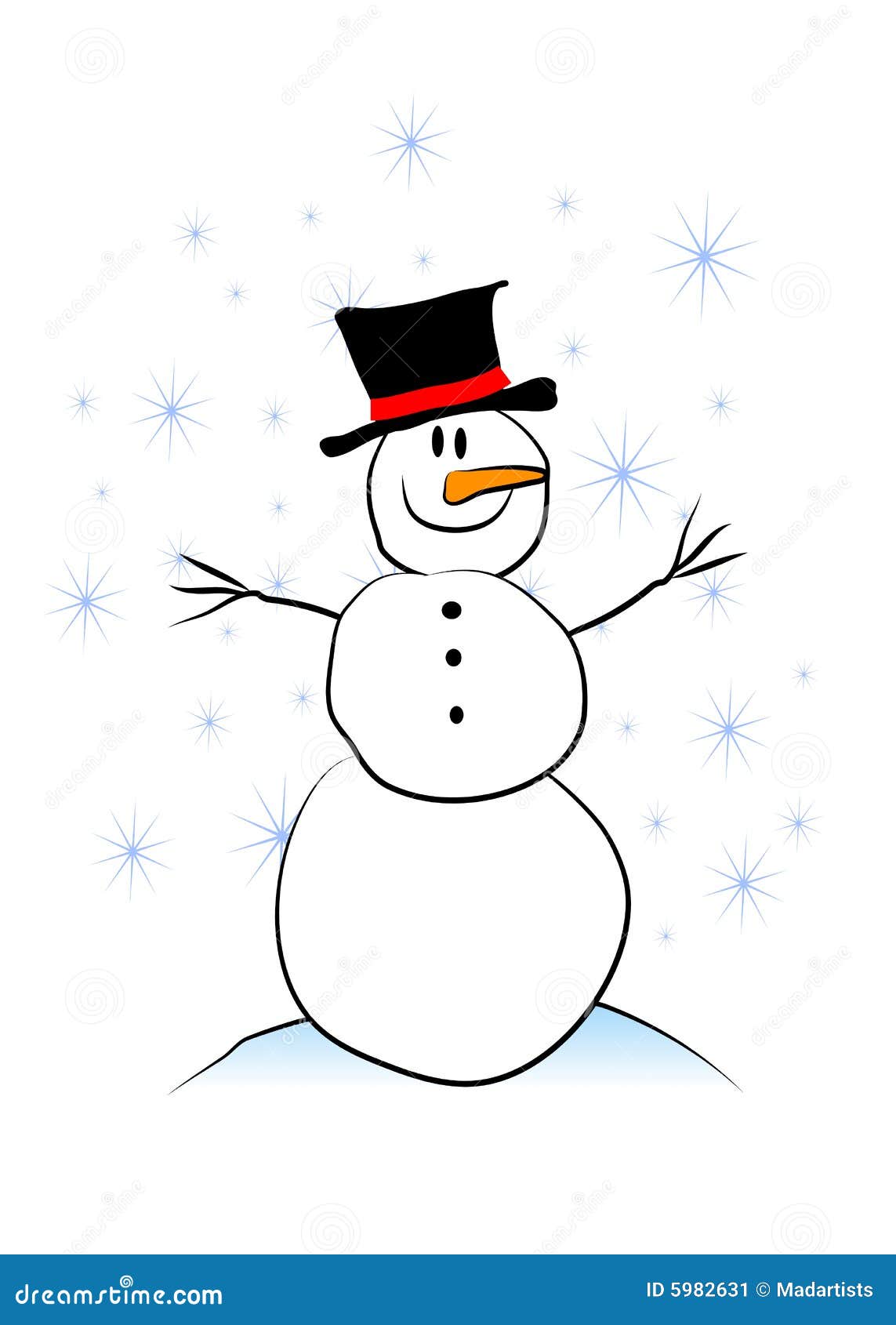 Einfacher Kindlicher Schneemann Stockbild - Bild: 5982631