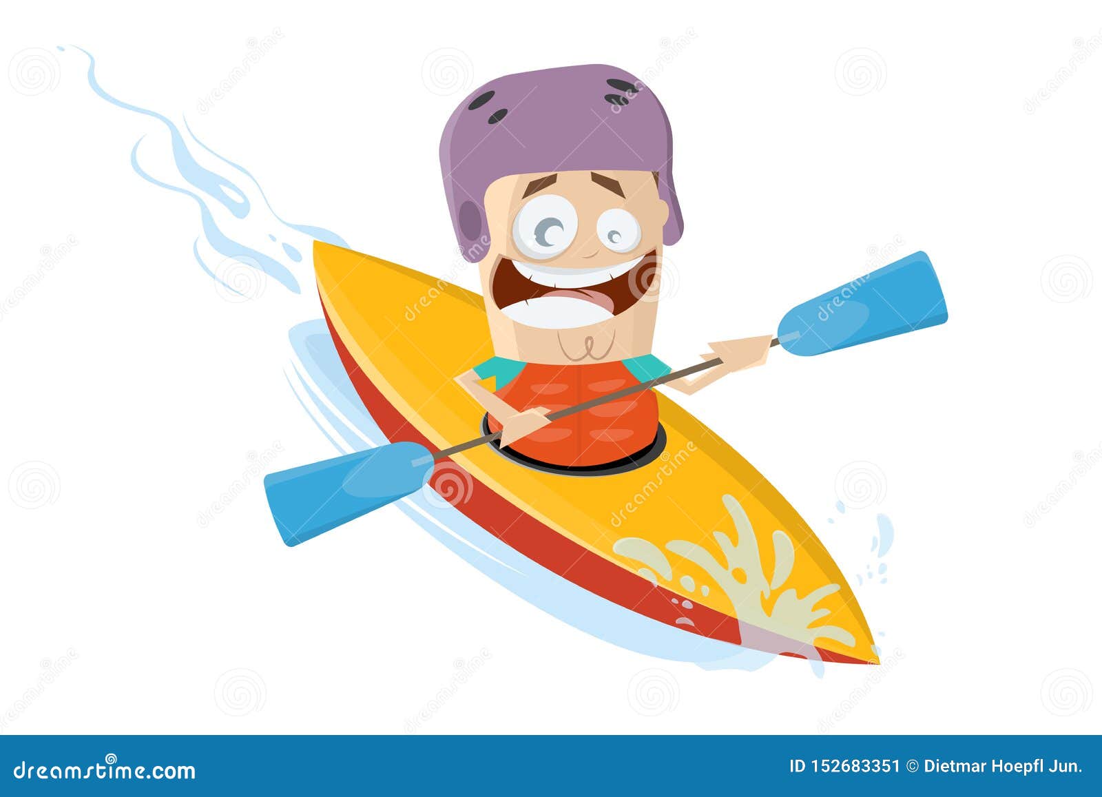 Funny Cartoon Man Using a Kayak Stock Vector Illustration of kayak