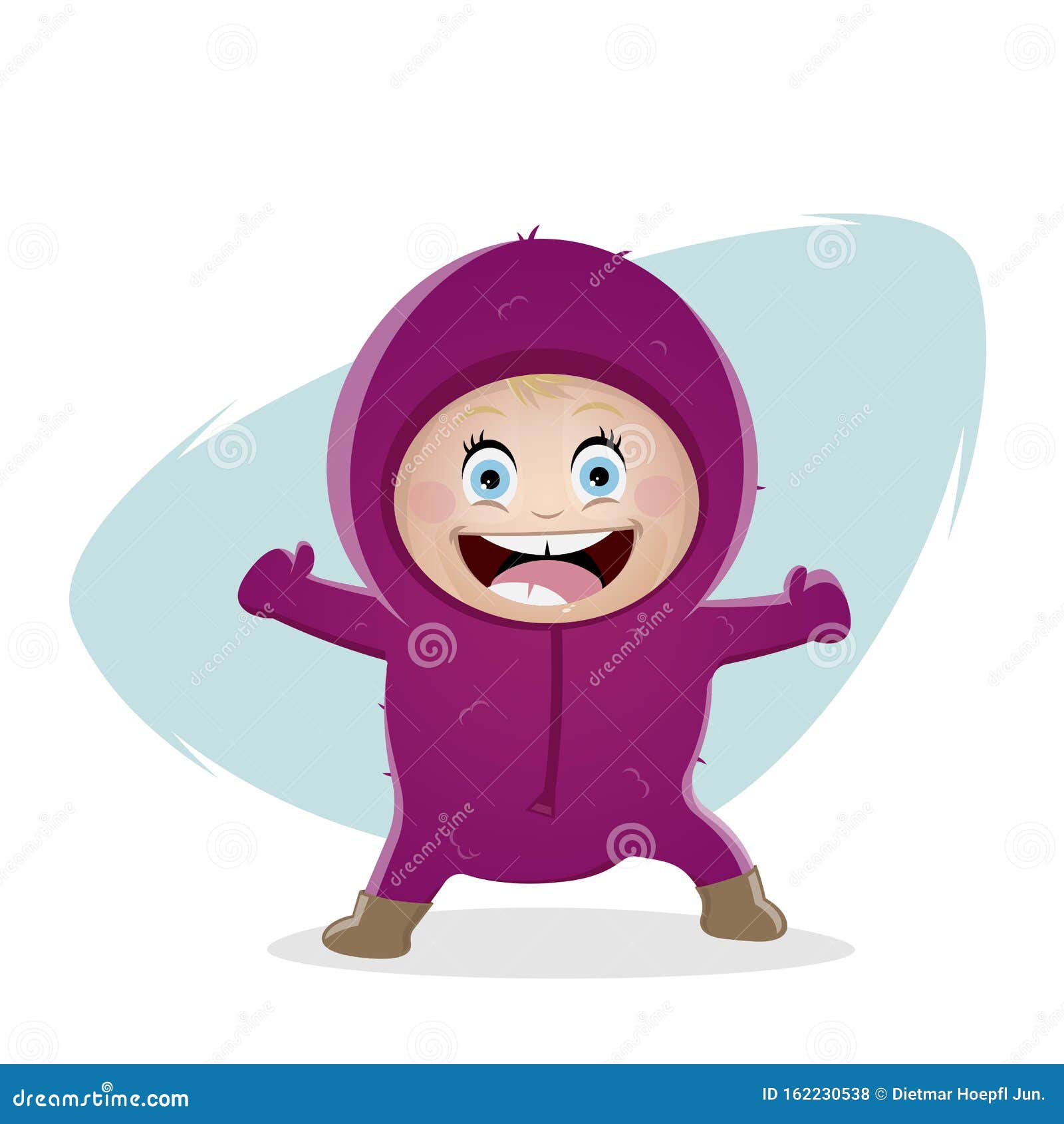 Download Funny Cartoon Illustration Of A Cute Baby Girl In Winter Outfit Stock Vector - Illustration of ...