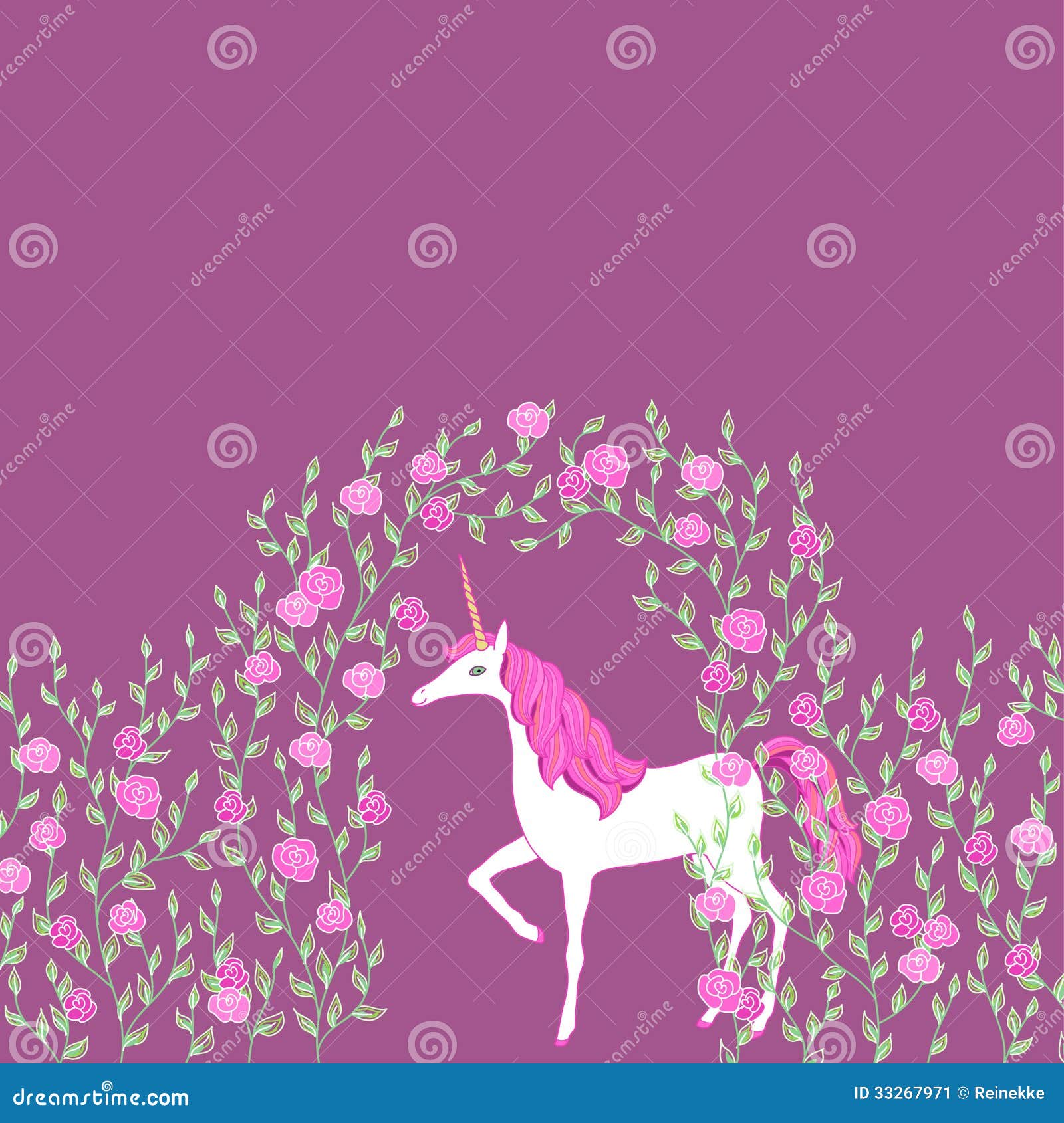 Einhorn in einem Garten vektor abbildung. Illustration von haar 33267971