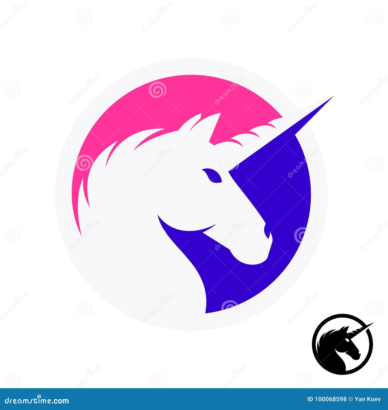 Einhornlogo Mit Kopf Und Hornschattenbild Vektor Abbildung