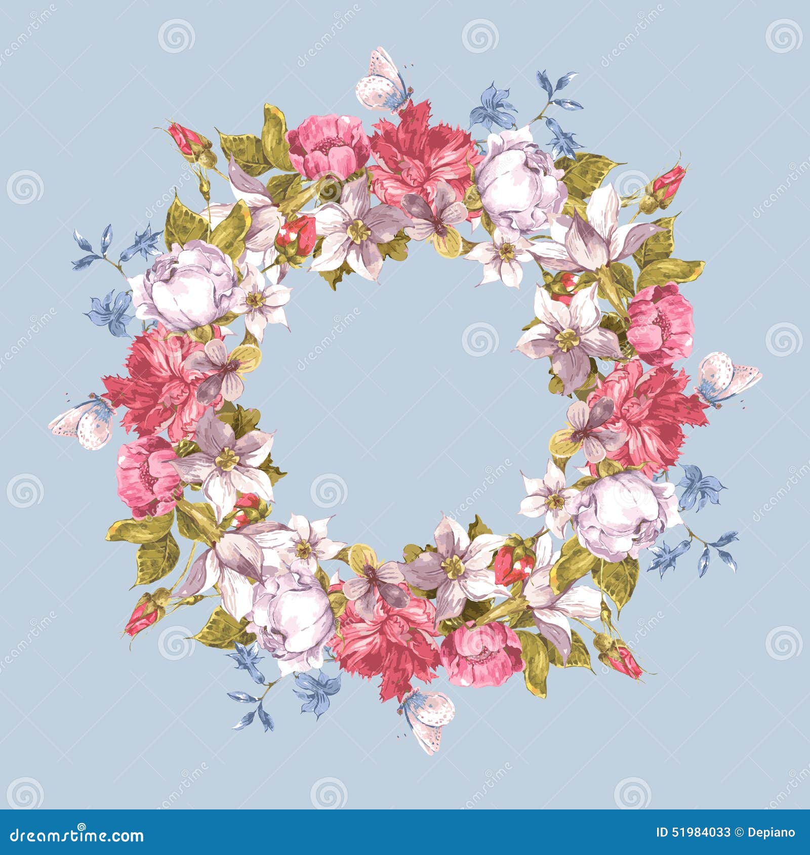 Einladungs Karte Mit Blumenkranz Vektor Abbildung Illustration Von Blumenkranz Karte