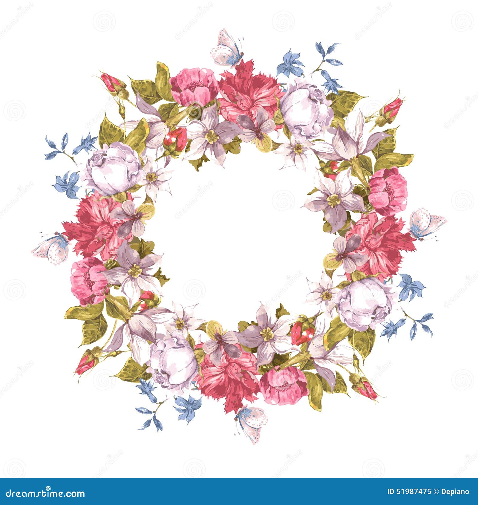 Einladungs Karte Mit Blumenkranz Vektor Abbildung Illustration Von Blumenkranz Karte