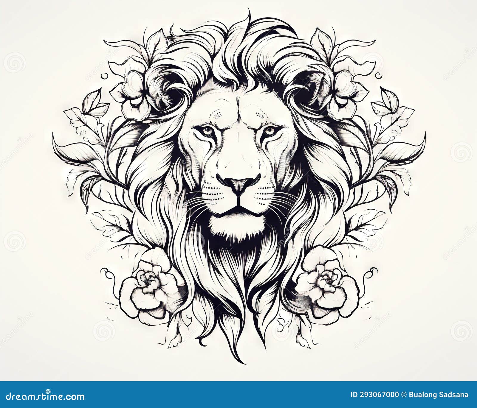 Either Lion Head Tattoo Design or Lion Head Scar Black Ink Tattoo ...