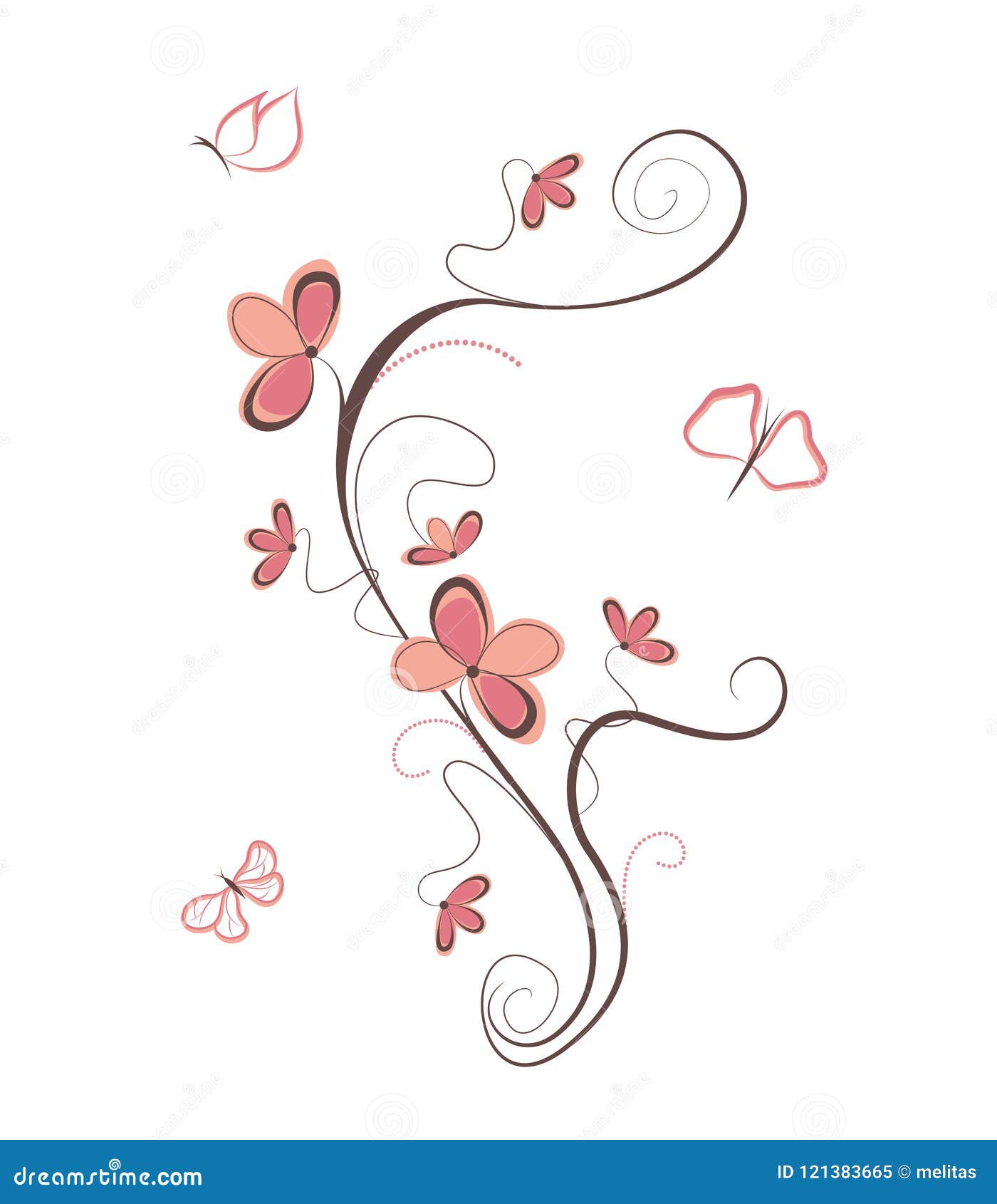 Ejemplo Aislado Del Vector Con Las Flores Y Las Mariposas Stock de  ilustración - Ilustración de cubo, valentina: 121383665