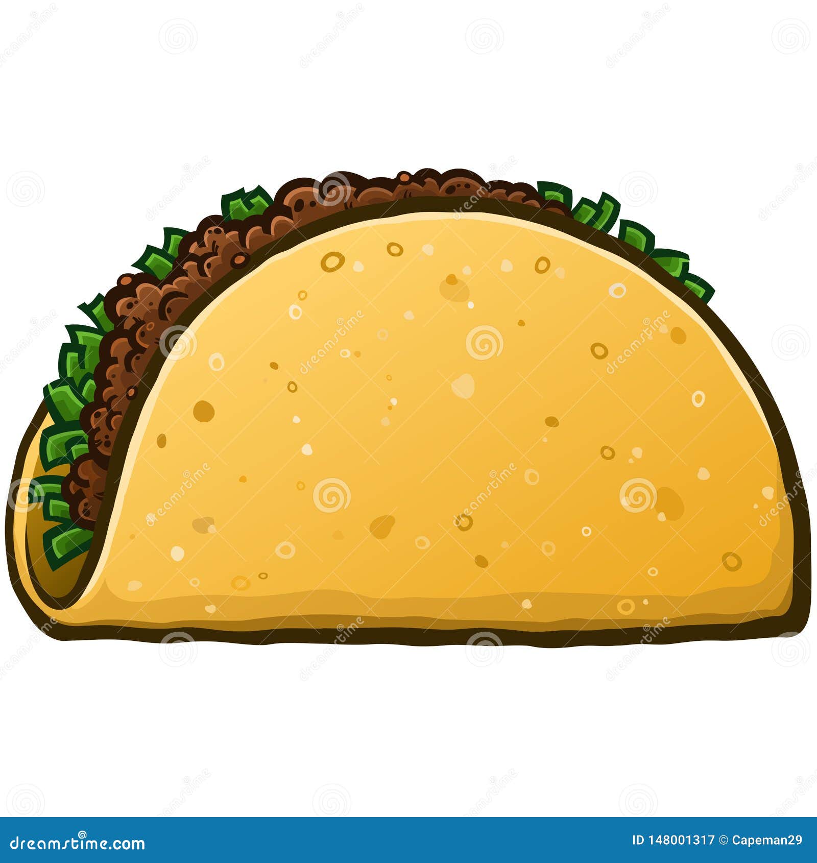 Ejemplo Crujiente Del Vector De La Historieta Del Taco Ilustración del