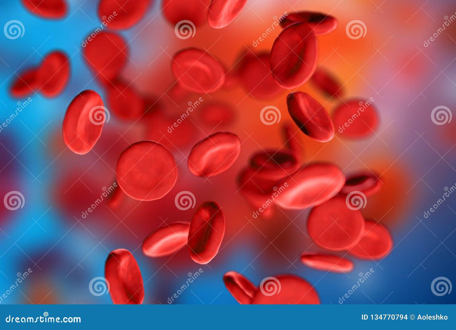 3d De Los Eritrocitos Rojos De Glóbulos Debajo De Un Microscopio En Fondo Azul Concepto Médico Científico Foto de archivo - Imagen de enfermedad, corte: