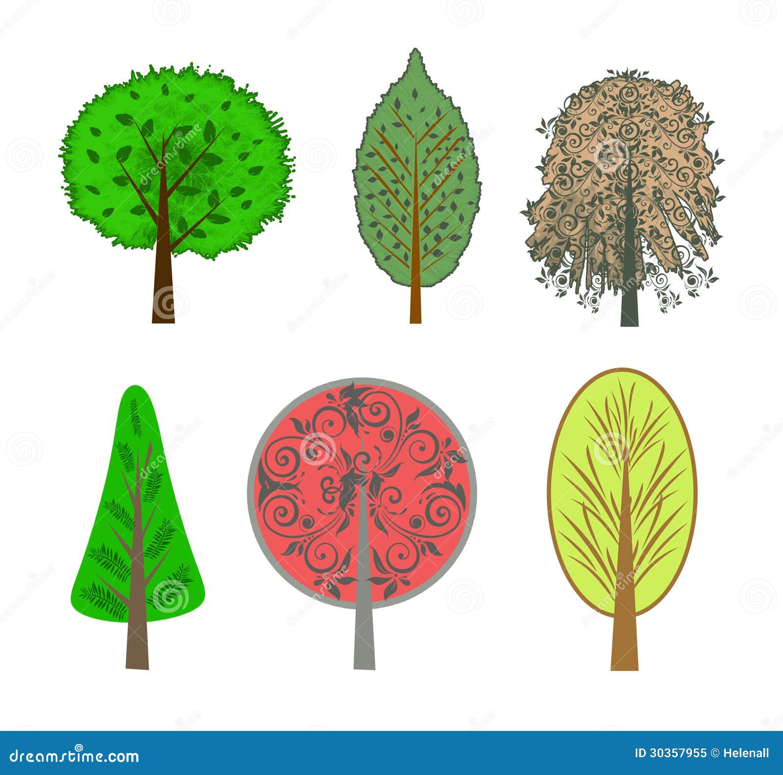 Ejemplo De árboles Coloridos En El Sistema Stock de ilustración -  Ilustración de ordenador, icono: 30357955