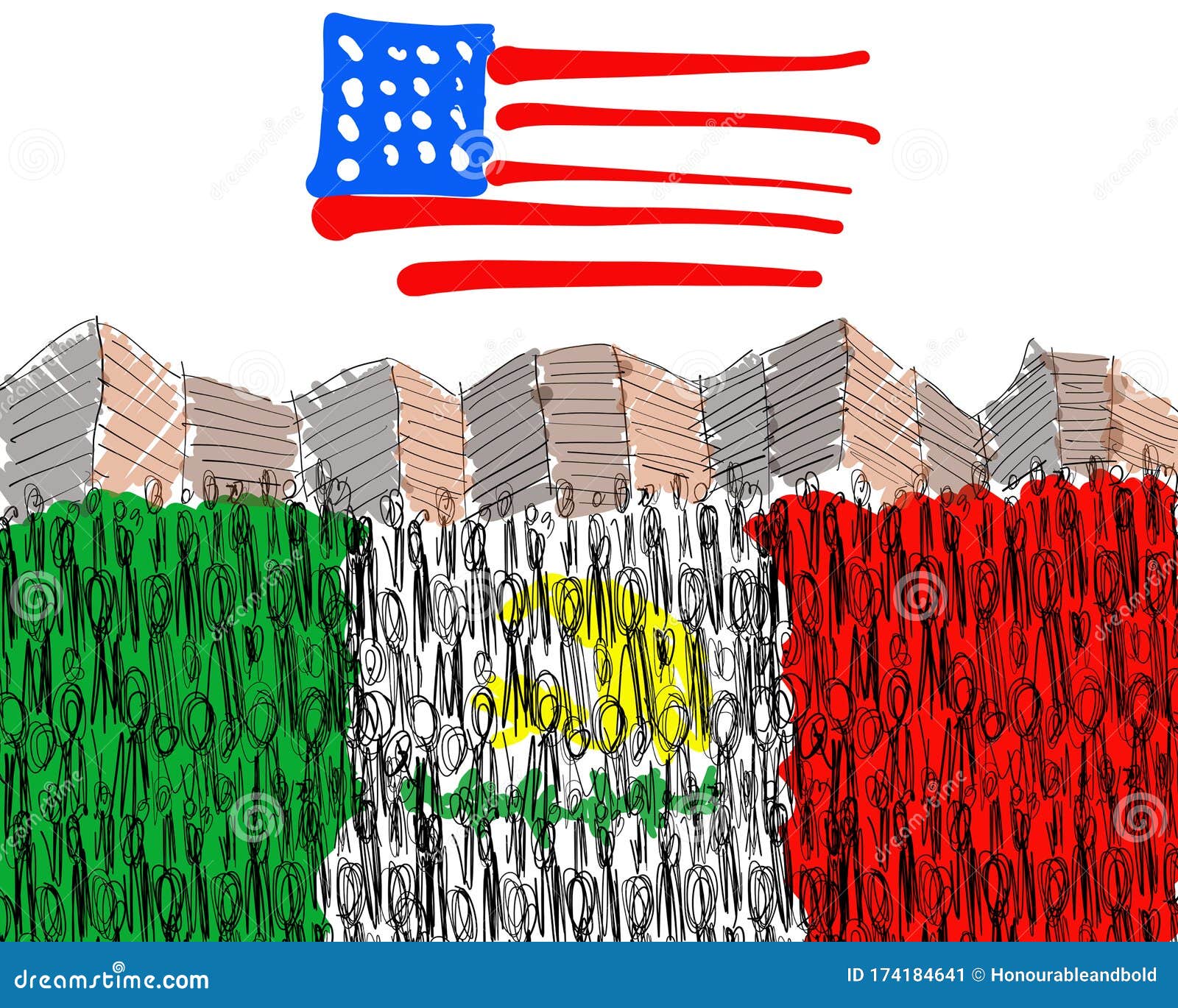 Ejemplo De Dibujo Digital Que Representa El Muro Del Triunfo Entre Estados  Unidos Y La Frontera De México Con Implicaciones Políti Stock de  ilustración - Ilustración de vibrante, bosquejo: 174184641