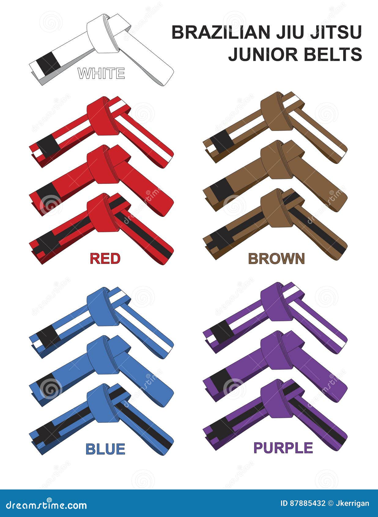 Ejemplo De Junior Brazilian Jiu Jitsu Belts Ilustración del Vector