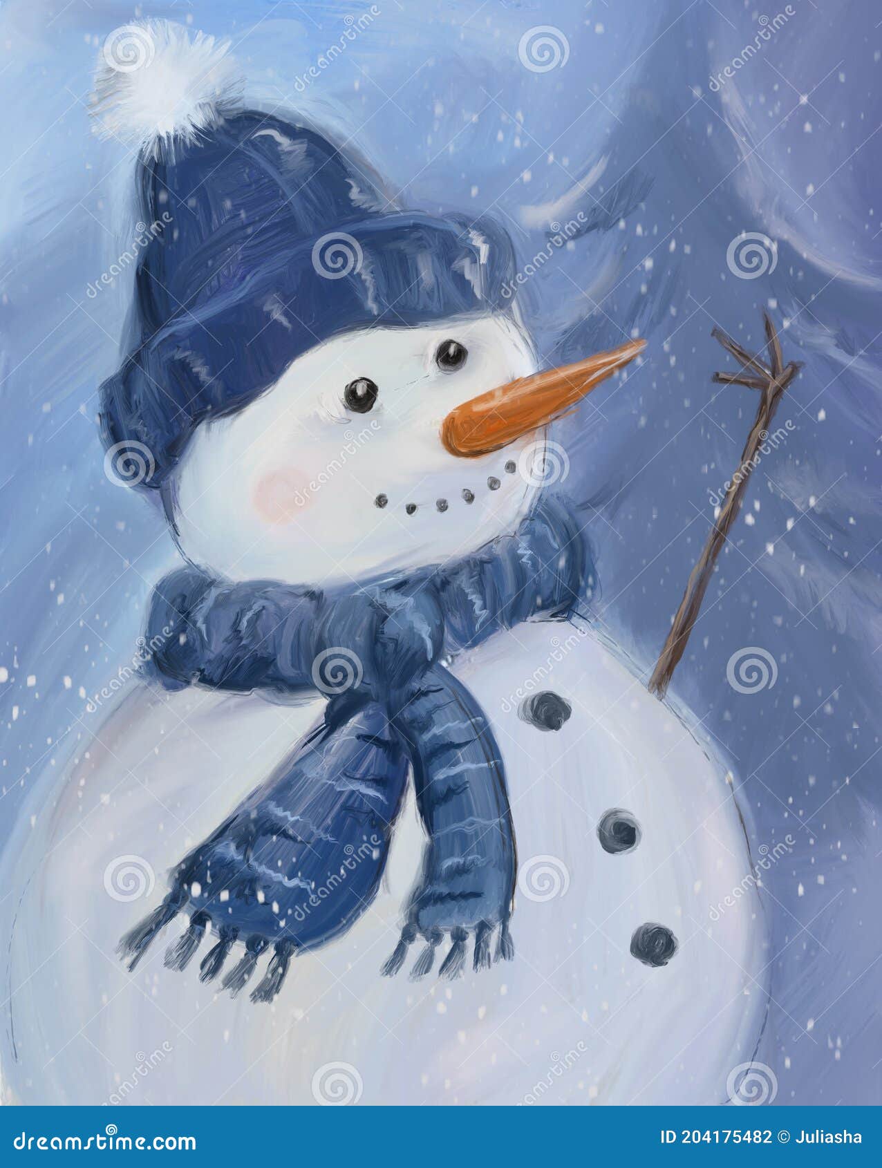 concierto helicóptero atributo Ejemplo De La Tarjeta De Navidad Con El Mono De Nieve Stock de ilustración  - Ilustración de azul, vacaciones: 204175482