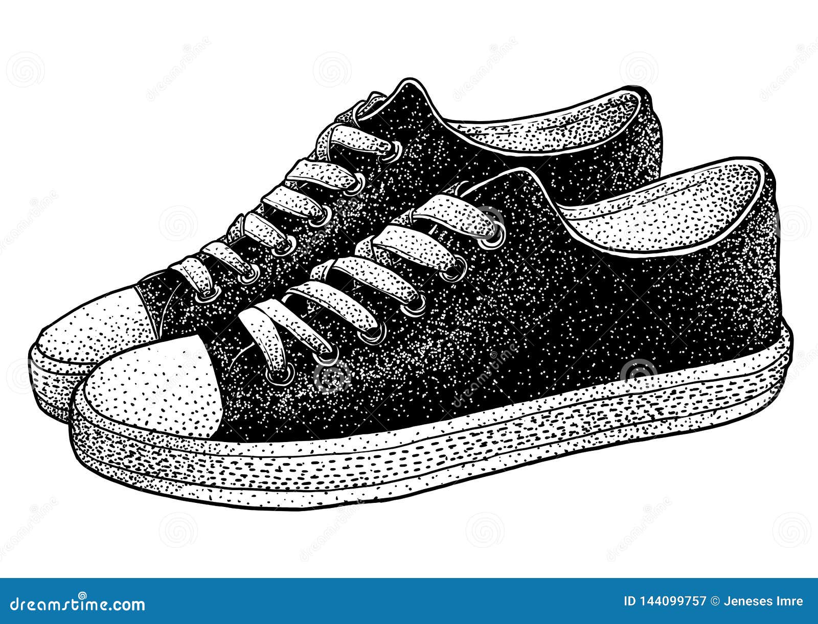 Ejemplo De Los Zapatos De La Zapatilla De Deporte, Dibujo, Grabado, Tinta,  Línea Arte, Vector Ilustración del Vector - Ilustración de lona, grabado:  144099757