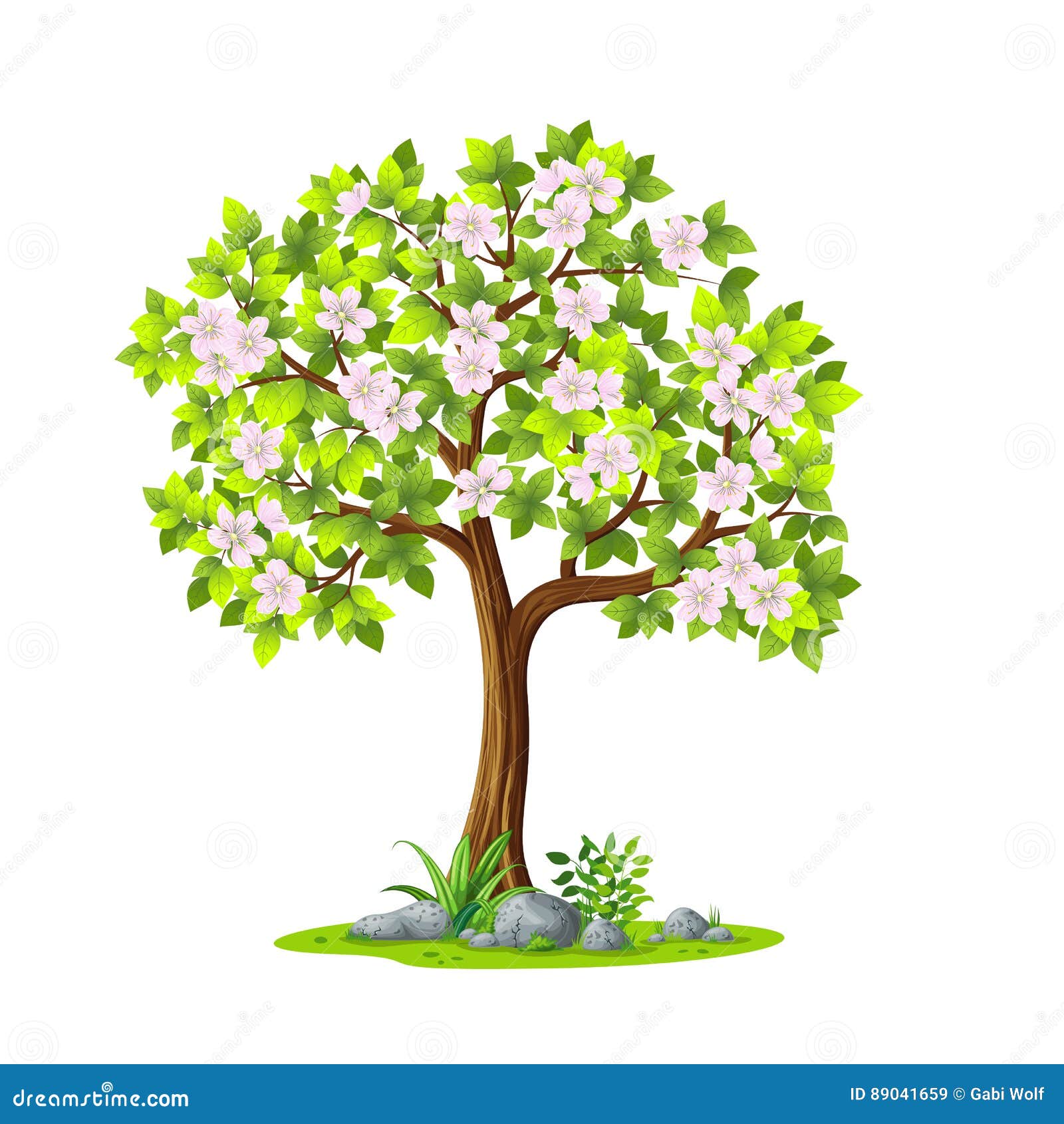 Ejemplo De Un árbol En Primavera Ilustración del Vector - Ilustración de  planta, floral: 89041659
