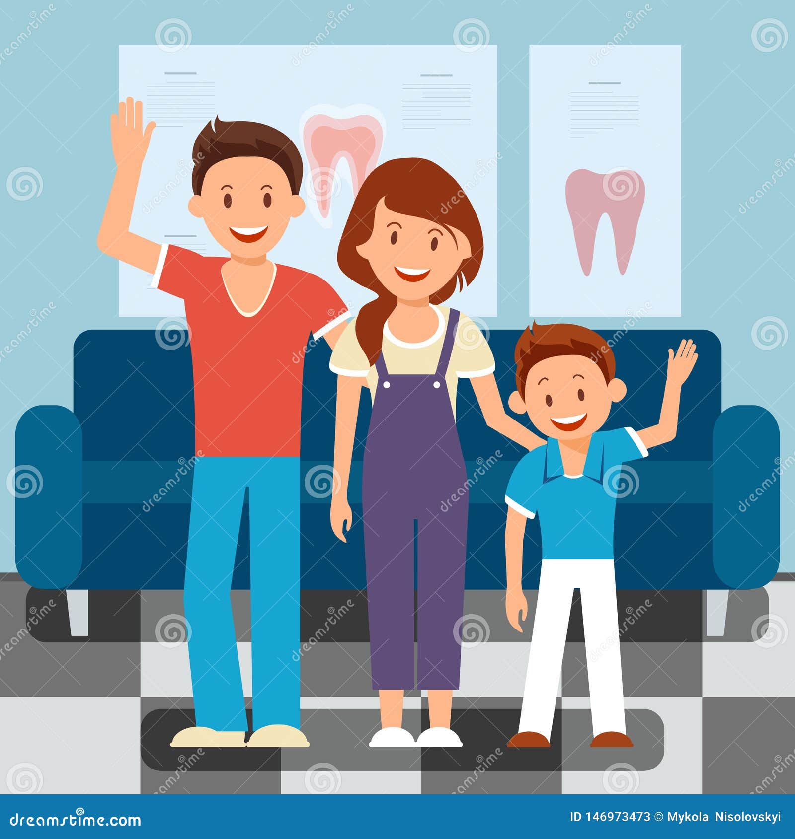 Ejemplo De Visit Flat Vector Del Dentista De La Familia