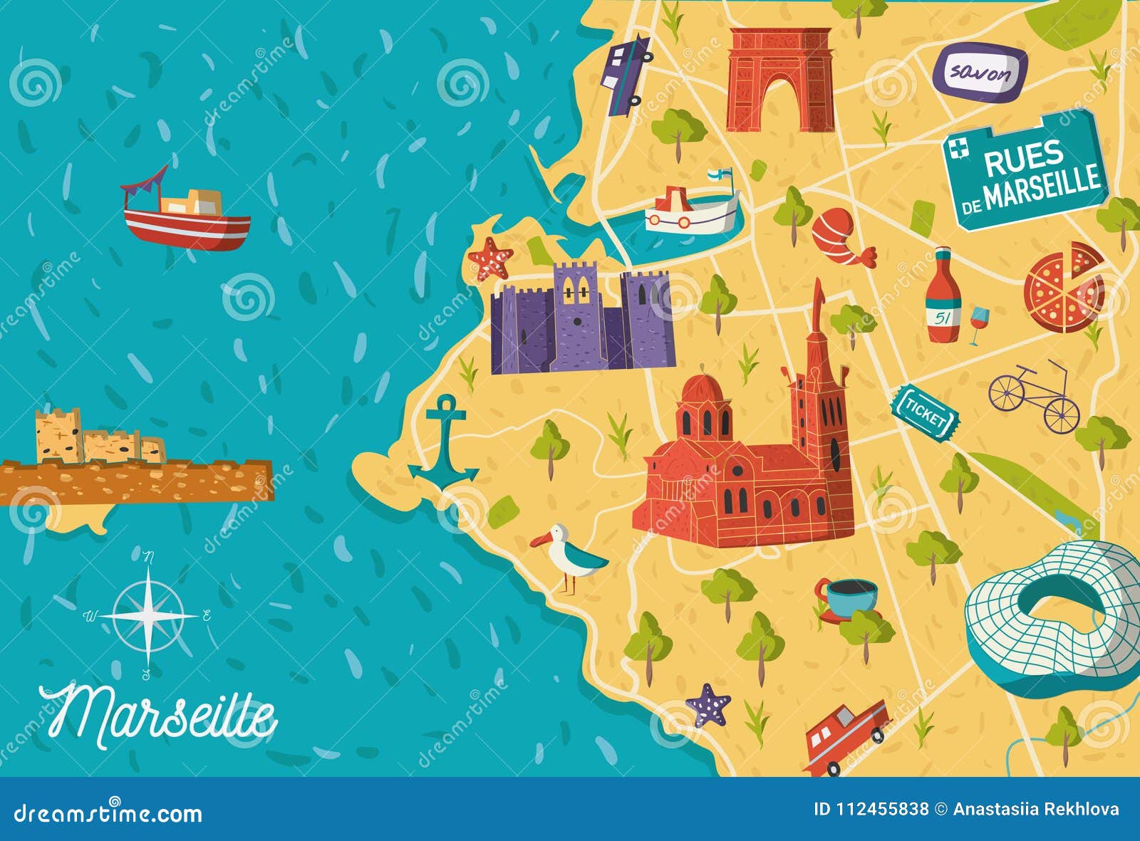 mapa turistico marsella Ejemplo Del Mapa De La Ciudad De Francia Marsella Ilustración del 
