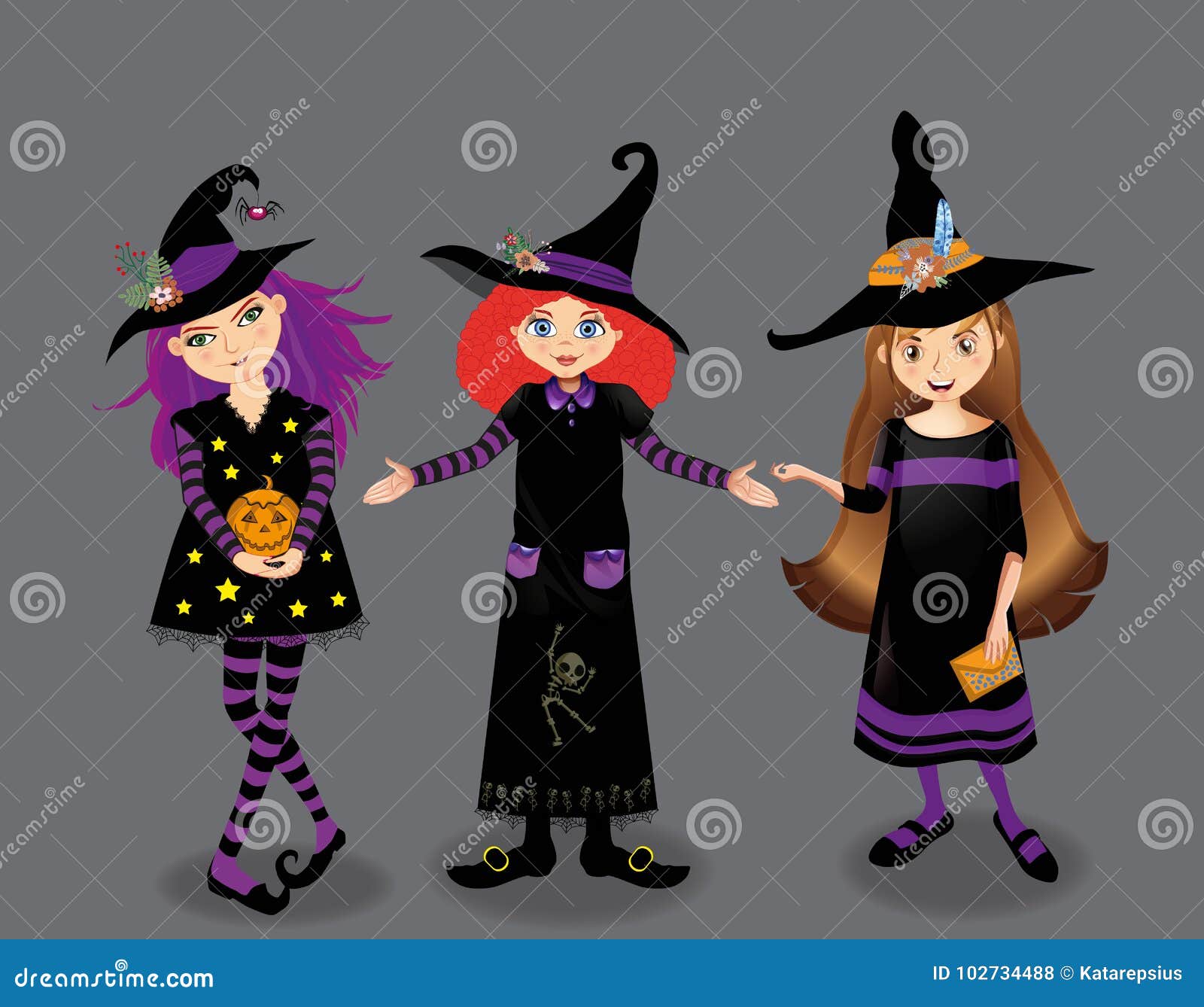 Ejemplo Del Vector De Halloween De Tres Brujas Jovenes Aisladas Ilustración  del Vector - Ilustración de fondo, encanto: 102734488